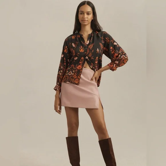 ANTHROPOLOGIE BANJANAN Leonie Black Motif Blouse NWT - Picture 2 of 7